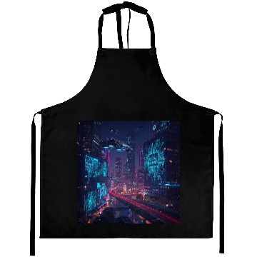 Discover Neon cyberpunk city digital dreamer for men Aprons