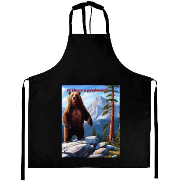 Discover Grizzly Bear Asks - Is There a Problem? Aprons