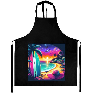 Discover Tropical Sunset Surf Vibes Aprons