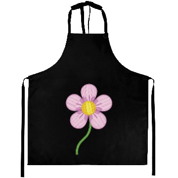 Discover Cute Pink Embroidered Flower Illustration Aprons