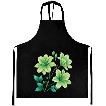 Discover Green Lilies Floral Design Aprons