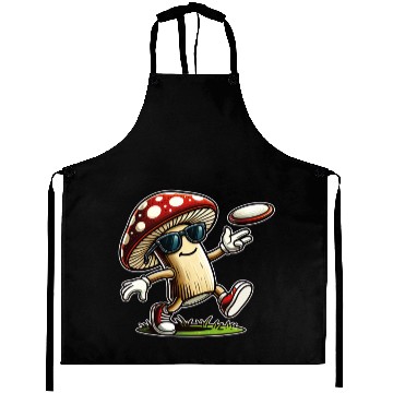 Discover Funny Mushroom Disc Golf Cool Frisbee Player Aprons