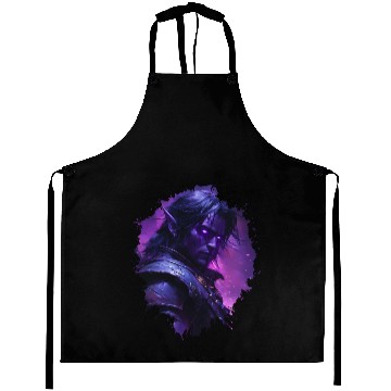 Discover Dark Elf Warrior with Glowing Purple Eyes Aprons