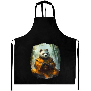 Discover Meditating Panda In The Zen Bamboo Forest Aprons
