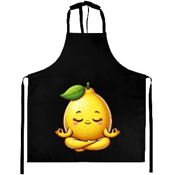 Discover Cute lemon yoga meditation relaxation cartoon Aprons