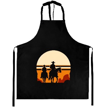 Discover Western Riders: Sunset Silhouette Aprons