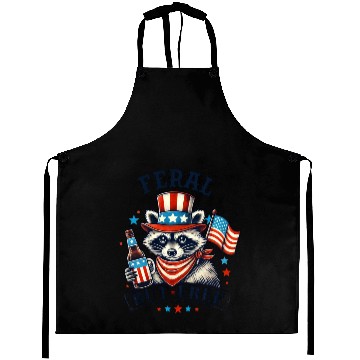 Discover Feral but Free Funny 4th of July Raccoon Aprons