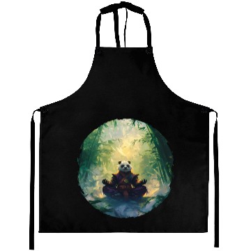 Discover Panda Meditates In A Bright Bamboo Forest Aprons