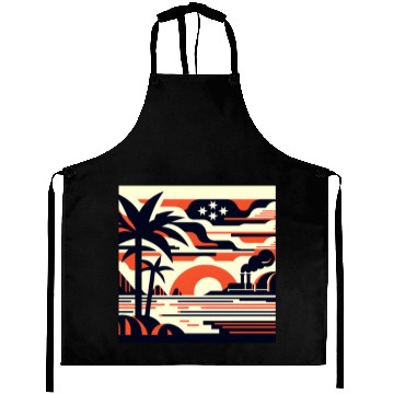 Discover Twilight Palm & Factory Scene Aprons