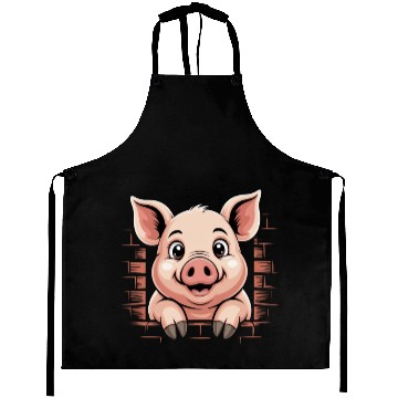 Discover Cute Pig With Big Eyes Aprons