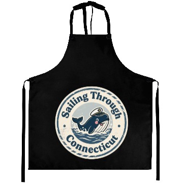 Discover Connecticut Whale Captain Design Aprons