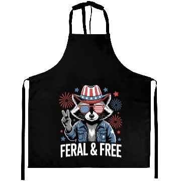 Discover Feral And Free Patriotic Raccoon Aprons