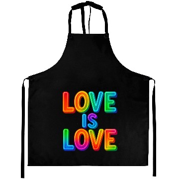 Discover Love Is Love – Neon Rainbow Pride Statement Aprons
