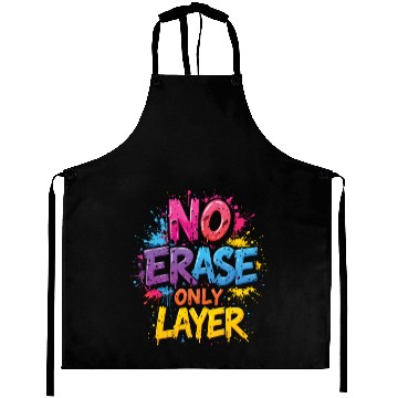 Discover NO ERASE ONLY LAYER - Bold 3D Typography Art Aprons