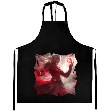 Discover Mystical Fire Elf Holding Glowing Spell Orb Art Aprons