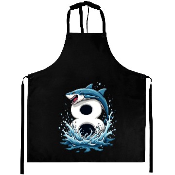 Discover Shark Children Birthday Number 8 Splash Aprons