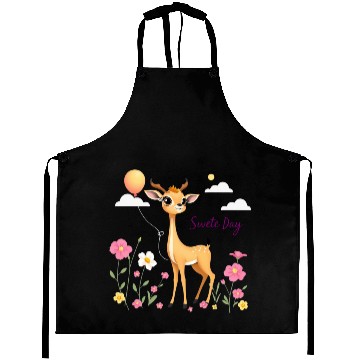 Discover Cute Deer & Blooming Flowers Aprons