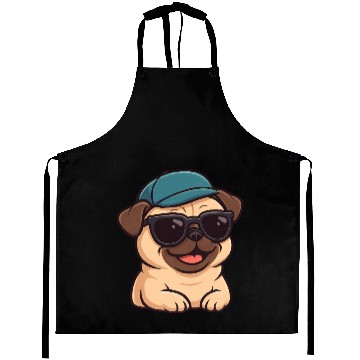 Discover Cool pug with sunglasses summer joy cartoon Aprons