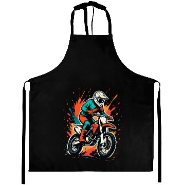 Discover Motocross Rider Splash Art Aprons