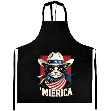 Discover Funny Patriotic USA Pride 'Merica Cat Lovers Aprons