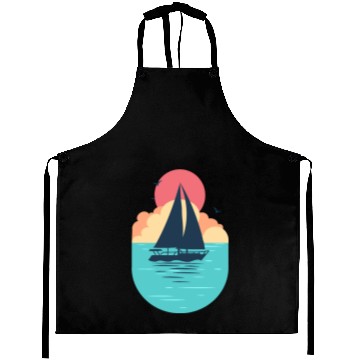 Discover Sunset Sailboat Ocean Aprons Design