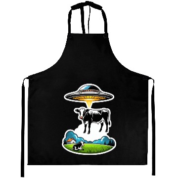 Discover Alien UFO cow abduction Aprons
