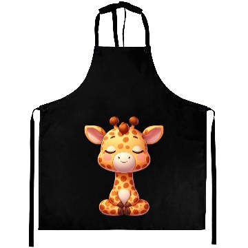 Discover Cute giraffe yoga meditation relaxation chill Aprons