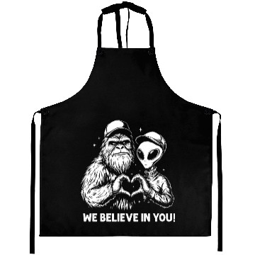 Discover Alien Bigfoot Heart Hands Cryptid Funny Aprons
