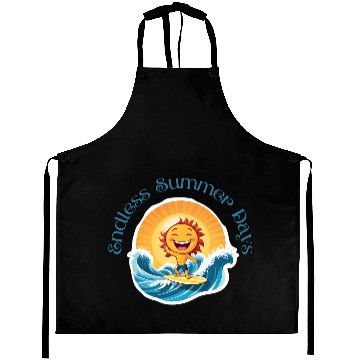 Discover Cartoon Sun Surfing – Endless Summer Days. Aprons
