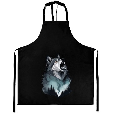 Discover Howling Wolf Under the Northern Sky Aprons