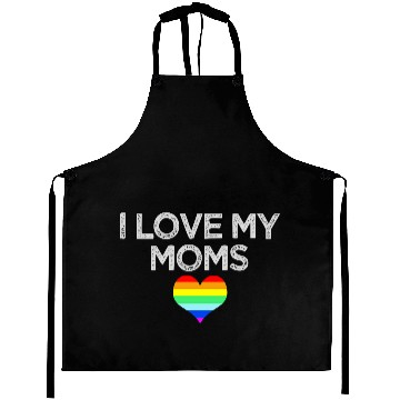 Discover I love my moms proud kids daughter son Lesbian Gay Aprons
