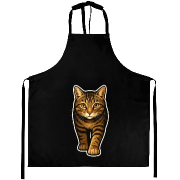 Discover Realistic Tabby Cat – Walking Cat Illustration for Aprons