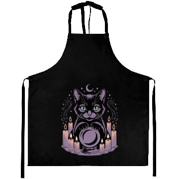 Discover Witchy Cat with Crystal Ball and Candles Aprons