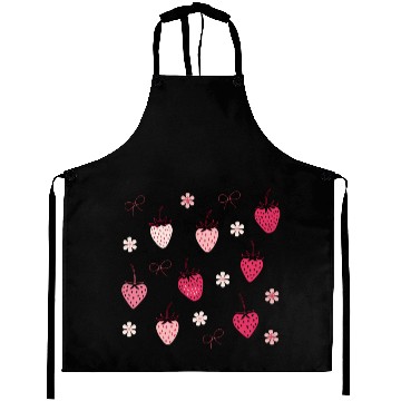 Discover Strawberry Seamless Pattern Summer Vacation Aprons