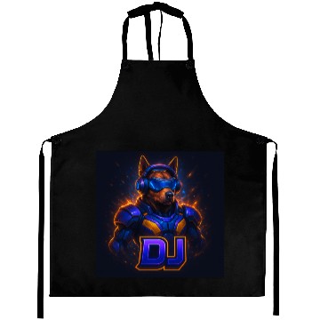 Discover "Cyberpunk DJ Dog | Futuristic Style with a Doggy2 Aprons