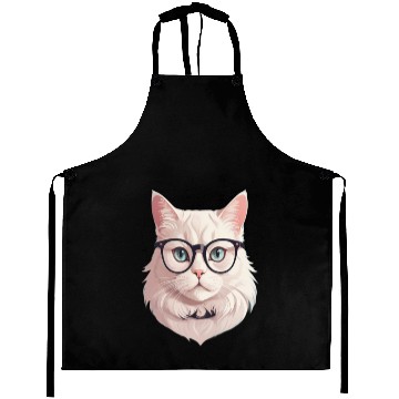 Discover Nerdy cat with large glasses Aprons