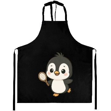 Discover Cute penguin tennis player cartoon chibi sport Aprons