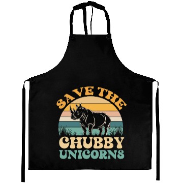 Discover Save The Chubby Unicorns Vintage Funny Rhino Aprons