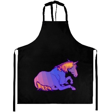 Discover Purple Horse Lying Down, Hand Drawn, Bright Colors Aprons
