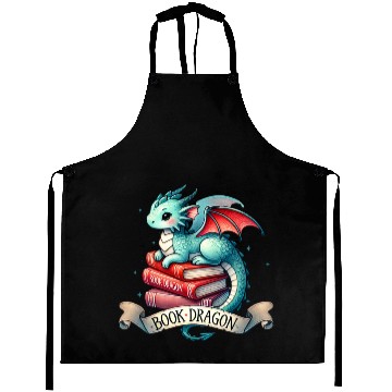 Discover Funny Book Lover Book Reading Dragon Aprons