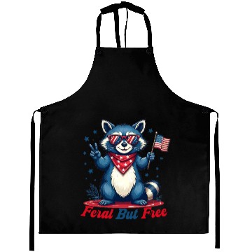 Discover Feral But Free Funny Patriotic Raccoon 4th of july Aprons