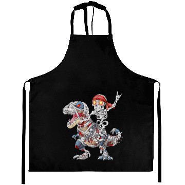 Discover Rocker Skeleton Riding Mummy Dinosaur Halloween Aprons