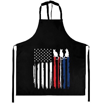 Discover Patriotic Cat Lover - American Flag with Cat Silho Aprons