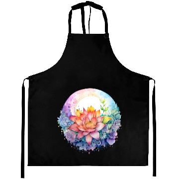 Discover Retro Zen Lotus Mandala Rainbow Aprons
