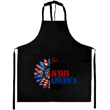 Discover She Loves Jesus and America Too 4th of July Aprons