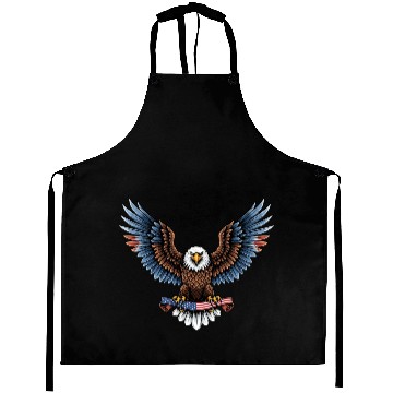 Discover brow blue eagle with us flag Aprons