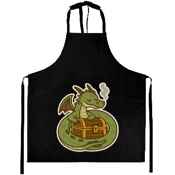 Discover Majestic Dragon Guarding Treasure Aprons
