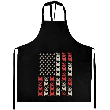 Discover French Bulldog American Flag Paw Print Pattern Aprons