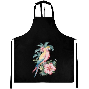 Discover Tropical Parrot and Hibiscus Flowers Aprons