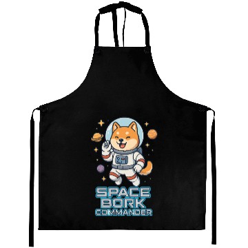 Discover Space Bork Commander Cute Shiba Inu Astronaut F Aprons